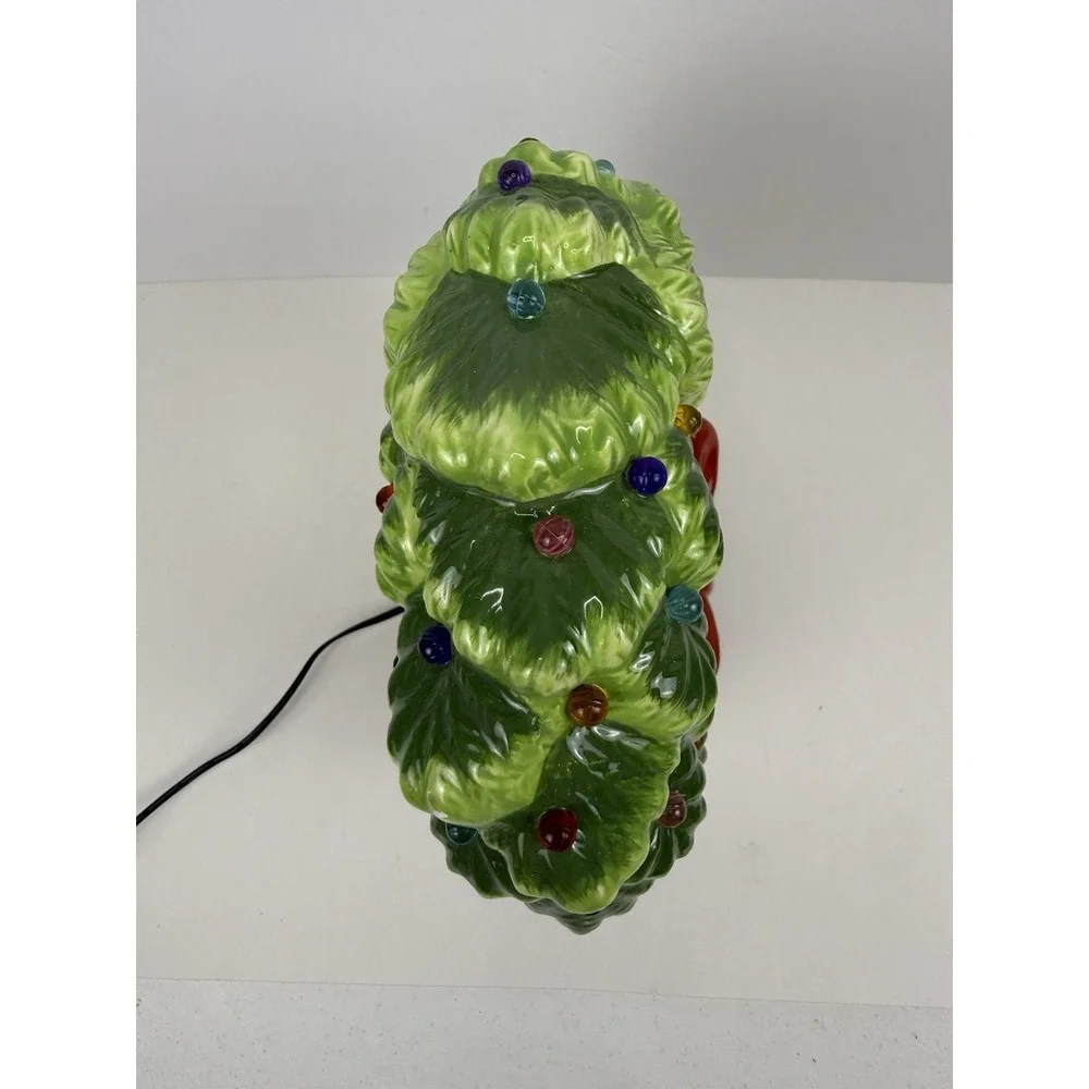 Vintage Green Ceramic Multi-color Lighted Mr. Christmas Wreath